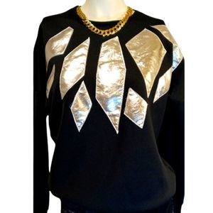 Party Elegant Sweater W/Gold Applications M Black.